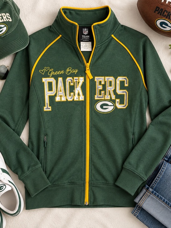 NFL Other - NFL Green Bay Packers Green Full-Zip Jacket with Yellow Trim